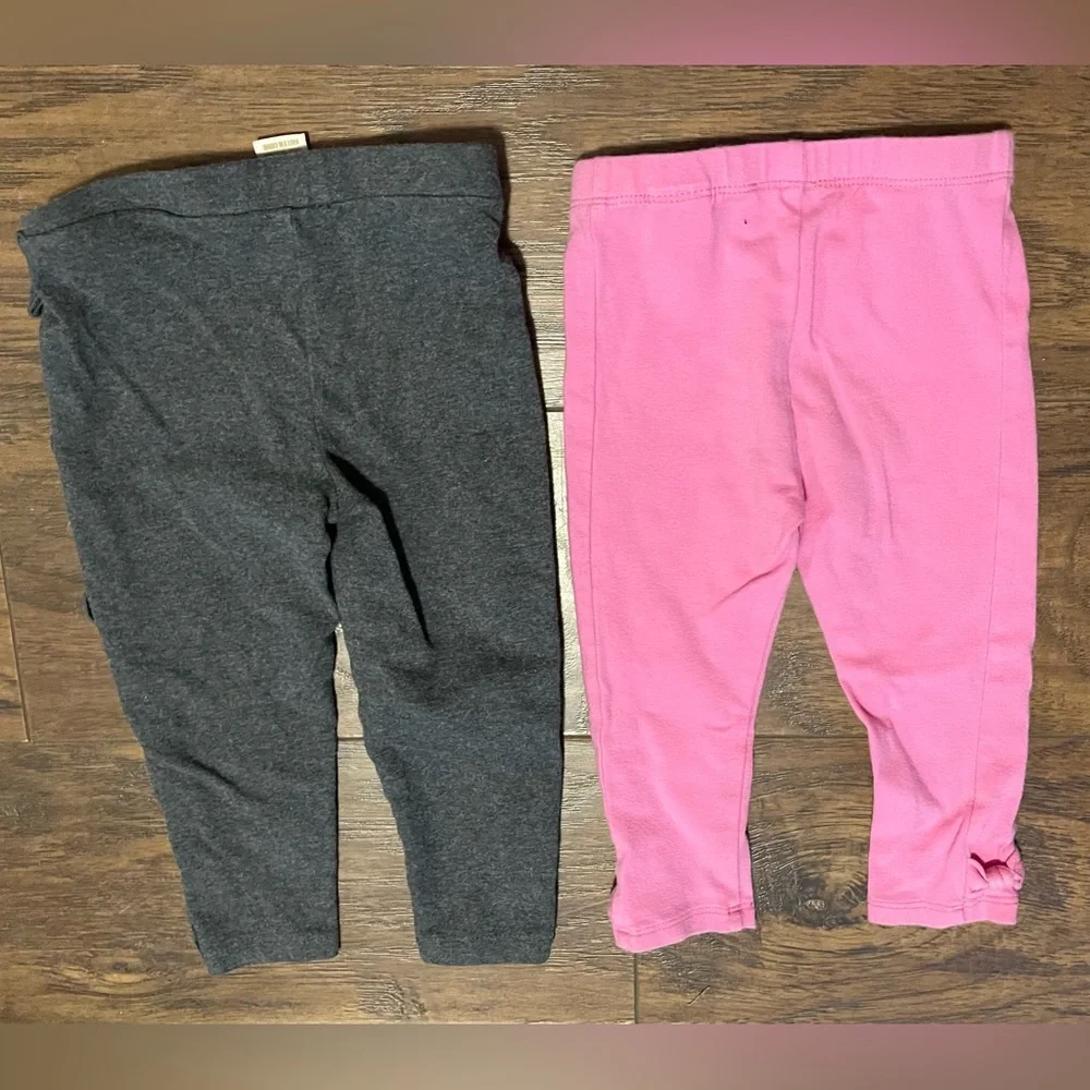 kate spade Charcoal Frilled and Bubblegum Kids Leggings 12 & 18 month baby 2 pc - Picture 6 of 6